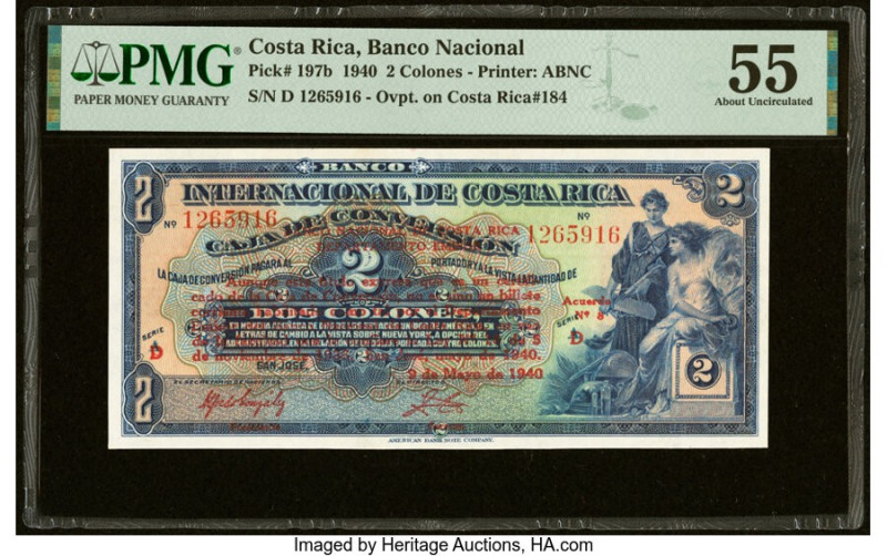 Costa Rica Banco Nacional de Costa Rica 2 Colones 9.5.1940 Pick 197b PMG About U...