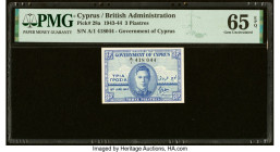 Cyprus Central Bank of Cyprus 3 Piastres 18.6.1943 Pick 28a PMG Gem Uncirculated 65 EPQ. HID09801242017 © 2023 Heritage Auctions | All Rights Reserved...