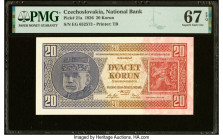 Czechoslovakia Czechoslovak National Bank 20 Korun 1926 Pick 21a PMG Superb Gem Unc 67 EPQ. From The Ibrahim Salem Collection HID09801242017 © 2023 He...