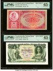 Czechoslovakia Czechoslovak National Bank 50; 100 Korun 1929; 1931 Pick 22s; 23s Two Specimen PMG Gem Uncirculated 65 EPQ (2). Specimen perforations a...