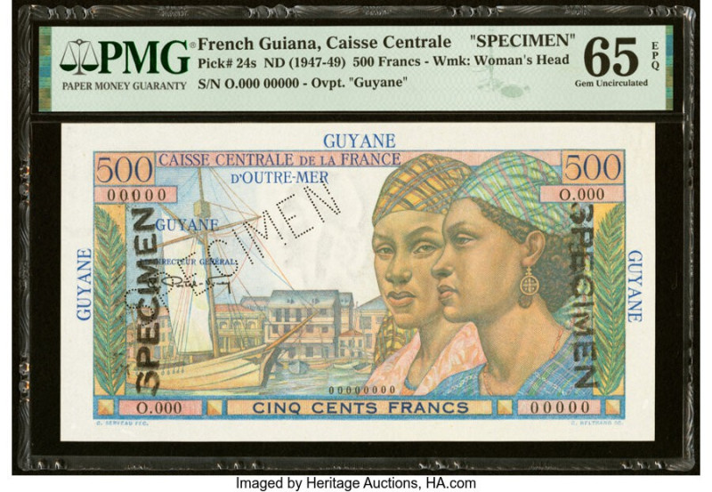 French Guiana Caisse Centrale de la France Libre 500 Francs ND (1947-49) Pick 24...