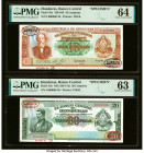 Honduras Banco Central de Honduras 10; 20 Lempiras 19.11.1954; ND (1954-72) Pick 52s; 53s Two Specimen PMG Choice Uncirculated 64; Choice Uncirculated...