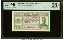 Mauritius Government of Mauritius 1 Rupee ND (1940) Pick 26 PMG Choice About Unc 58 EPQ. HID09801242017 © 2023 Heritage Auctions | All Rights Reserved...