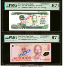 Vietnam State Bank of Viet Nam 50,000 Dong 1994; ND (2003-22) Pick 116s; 121s Two Specimen PMG Superb Gem Unc 67 EPQ (2). From The Ibrahim Salem Colle...