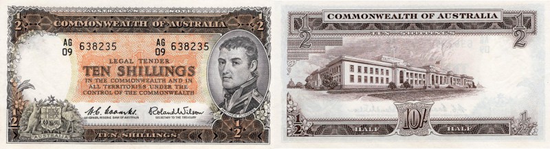 Australia, 10 Shillings, 1961, UNC, p33a
Matthew Flinders Portrait at right, Ol...