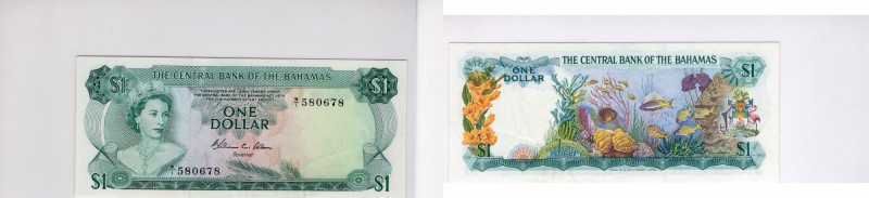 Bahamas, 1 Dollar, 1974, XF, p35b
Queen Elizabeth II at right, Sea Garden at ba...