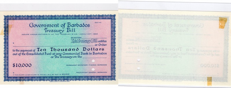 Barbados, 10000 Dollars, AUNC - UNC, Act of 1922
SPECIMEN, No Signature, No Ser...