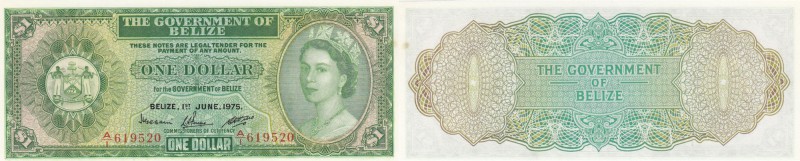 Belize, 1 Dollar, 1975, UNC, p33b
Queen Elizabeth II portrait, serial number: A...
