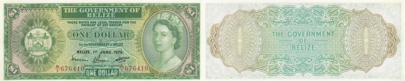 Belize, 1 Dollar, 1975, UNC, p33b
serial number: A/1 676410, Queen Elizabeth II...