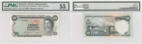 Bermuda, 20 Dollars, 1976, AUNC, p31b
PMG 55, serial number: A/1 710696, Queen Elizabeth II portrait, FIRST PREFİX
