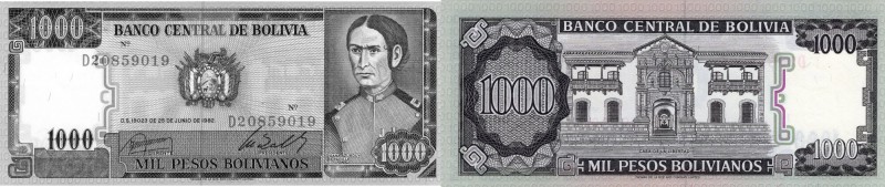 Bolivia, 1000 Pesos, 1982, UNC, p167
serial number: D20859019