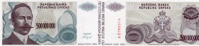 Bosnia herzegovina, 500.000.000 Dinara, 1993, UNC (-), p155
serial number: A 0790314, there is a small fracture in the upper left corner
