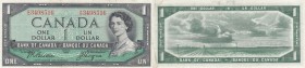 Canada, 1 Dollar, 1954, XF, p74a
Queen Elizabeth II Bankonte, sign: Beattle and Coyne, serial number: B/N 3498516