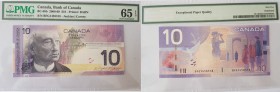 Canada, 10 Dollars, 2008, UNC, p102Ad
"PMG" Sir John A.Macdonald at left, Parliament Library at center, Veteran and Children at memorial at back. Sig...