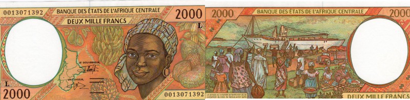 Central African States (Cameroun), 2000 Francs, 1993, UNC, p203Ea
serial number...