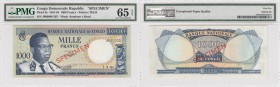 Congo, 1000 francs, 1961-69, UNC, p8s, SPECİMEN
PMG 65, serial number:J 000000 207