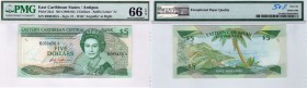 East Caribbean, 5 Dollars, 1988, UNC, p18a
"PMG" Queen Elizabeth II at center, Palm Tree and Swordfish at back, Anguilla Showing at Map on Banknote, ...
