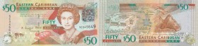 East Caribbean States, 50 Dollars, 2003, UNC, p45k
serial number: C 570552K, Queen Elizabeth II portrait