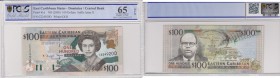 East Caribbean States, 100 Dollars, 2000, UNC, p41d
PCGS 65, OPQ, serial number: C 224920D, Queen Elizabeth II portrait, Dominica Islands