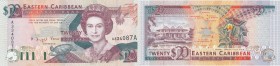East Caribbean, 20 Dollars, 1993, UNC, p28a, RARE
Queen Elizabeth II Bankonte, serial number: A 334087A