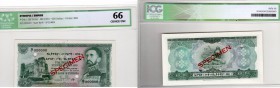 Ethiopia, 500 Dollars, 1961, UNC, p24s
"ICG" 66 SPECIMEN, Fasilides Castle at left, Emperor Haile Selassie at right, Serial No: G/1 000000