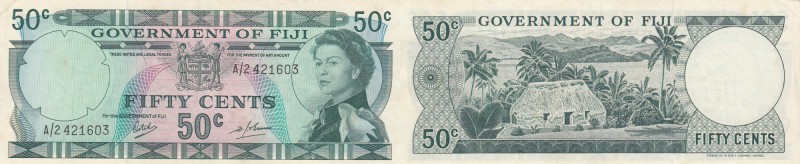 Fiji, 50 Cents, 1969, XF (+), p58a
serial number: A/2 421603, Queen Elizabeth I...