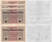 Germany, 50 Milionen Mark, 1923, VF-XF, p109
serial numbers: 078829, 133803 and 200328
