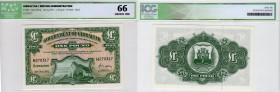 Gibraltar, 1 Pound, 1971, UNC, p18b
"ICG" 66 , Rock of Gibraltar at front, Serial No: H 270317