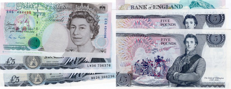 Great Britain, 5 Pound (x3), 1973-1980-1990, UNC-UNC-UNC, p378b-p378c-p382a
Que...