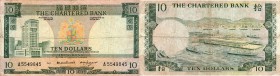 Hong Kong, 10 Dollars, 1970-1975, VF, p74a
Bank Building at left, Ocean Terminal at back, Watermark; Helmeted Warrior's Head, Signature; Accountant a...
