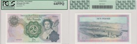 Isle Of Man, 50 Pounds, 1983, UNC, p39a
PCGS 64 PPQ, Queen Elizabeth II portrait, serial number: 054054, "054" repetitive serial number