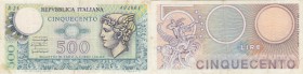 Italy, 500 Lire, 1966-1975, XF (+), p93
serial number: L06 473312