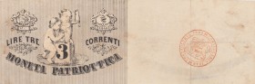 İtaly, 3 Lire, 1848, XF, Correnti Moneta Patriottica