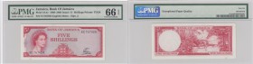 Jamaica, 5 Shillings, 1964, UNC, p51Ac
PMG 66, Queen Elizabeth II, serial number: EC 767024