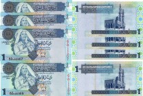 Libya, 1 Dinar, 2004, UNC, p68b, (TOTAL 3 BANKNOTES)
serial number: 385889, 385888, 393907, Muammar Gaddafi portrait