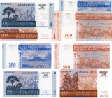 Madagascar, 100 and 500 Ariary, 2004, UNC, p86 - p88
serial numbers: B8590861S and A6687867M