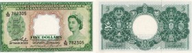 Malaya and British Borneo, 5 Dollars, 1953, UNC, p2a
Queen Elizabeth II at right, Serial No: A/32 782305