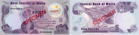 Malta, 5 Liri, 1979, UNC, p35, SPECİMEN
serial number: *000068