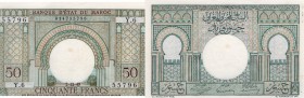 Morocco, 50 Francs, 1949, AUNC, p44
Arch at center, Serial No: Y.6 55796