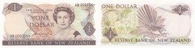 New Zealand, 1 Dollar, 1981, UNC, p169a, REPLACEMENT
serial number: AB 009354*, sign: Hardie, Queen Elizabeth II portrait