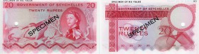 Seychelles, 20 Rupees, 1968, UNC, p16s
Queen Elizabeth II at right, No Signature, No Serial Number