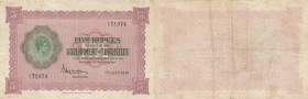 Seychelles, 5 Rupees, 1942, VF, p8
Serial No: A/3 71974