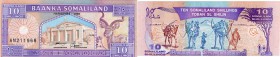 Somaliland, 10 Shillings, 1996, UNC, p2b
Greater Kudu at right, Hargeysa Building at center, Serial No: AN211968