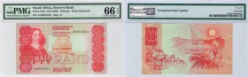 South Africa, 50 Rand, 1990, UNC, p122b
"PMG" 66EPQ, Jan van Riebeek at left, Local Animals at back, Signature; 7 , Serial No: AA 8853546E