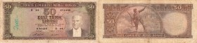 Turkey, 50 Lira, 1971, POOR, p187a
serial number: S44 036480, Atatürk portrait.