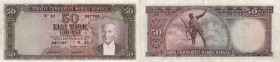 Turkey, 50 Lira, 1971, FINE, p187a
serial number: V32 087705, Atatürk portrait.