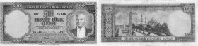 Turkey, 500 Lira, 1959, VF, p171
serial number: H17 06146, Atatürk portrait.