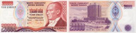 Turkey, 20.000 Lira, 1995, UNC, p202
serial number: G33 138517, Atatürk portrait.