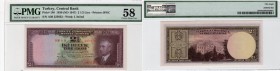 Turkey, 2 1/2 Lira, 1947, AUNC, p140
PMG 58, serial number: A30 223032, İnönü portrait