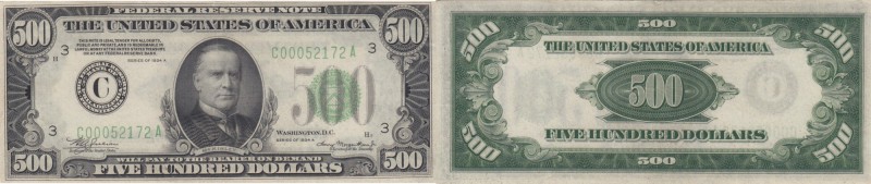 United States Of Amerika, 500 Dollars, 1934, AUNC, Fr2202
C blok, serial number...